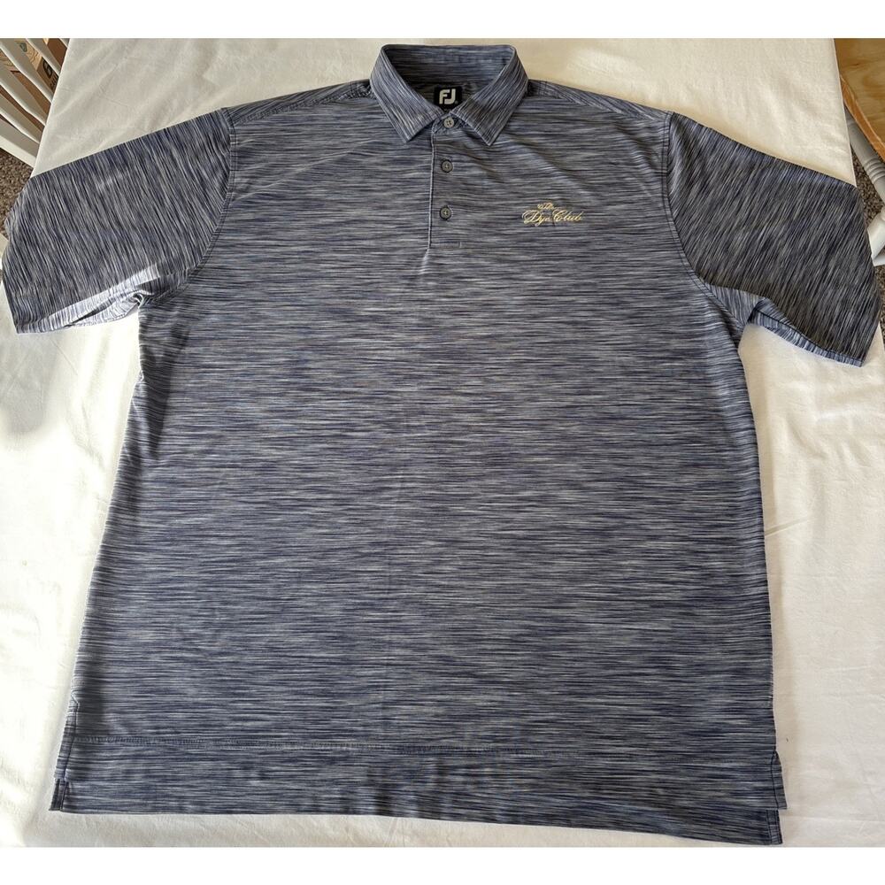 FootJoy FJ Men’s XL Blue and Gray Heathered Performance Polo w/ Dye Club Logo